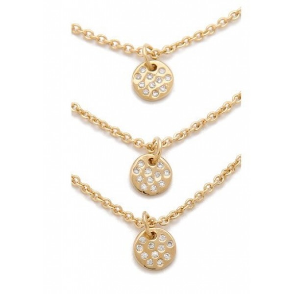 Pave Disc Trio Layering Dainty Necklace